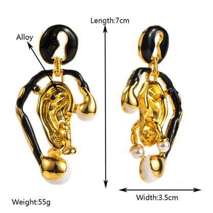 1 Pair Hip-Hop Exaggerated Rock Organ Devil'S Eye Nose Inlay Alloy Rhinestones Gold Plated Drop Earrings