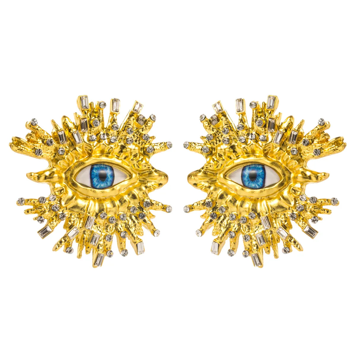 1 Pair Hip-Hop Exaggerated Rock Organ Devil'S Eye Nose Inlay Alloy Rhinestones Gold Plated Drop Earrings