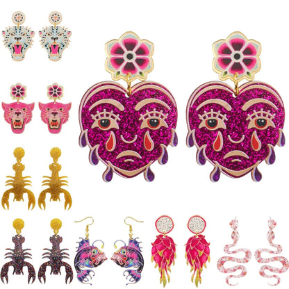 1 Pair Hip-Hop Funny Animal Acetic Acid Sheets Drop Earrings