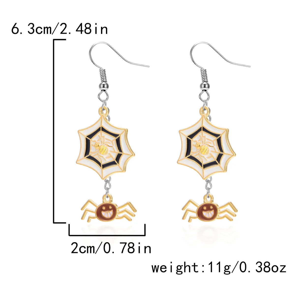 1 Pair Hip-Hop Funny Ghost Spider Bat Asymmetrical Alloy Drop Earrings