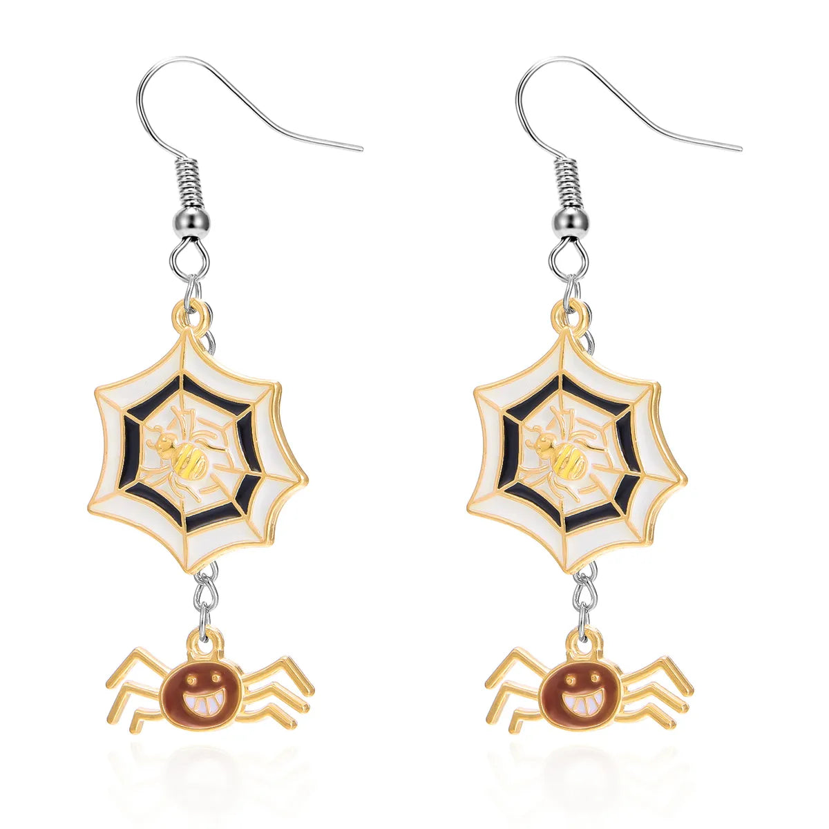 1 Pair Hip-Hop Funny Ghost Spider Bat Asymmetrical Alloy Drop Earrings