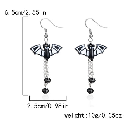 1 Pair Hip-Hop Funny Ghost Spider Bat Asymmetrical Alloy Drop Earrings