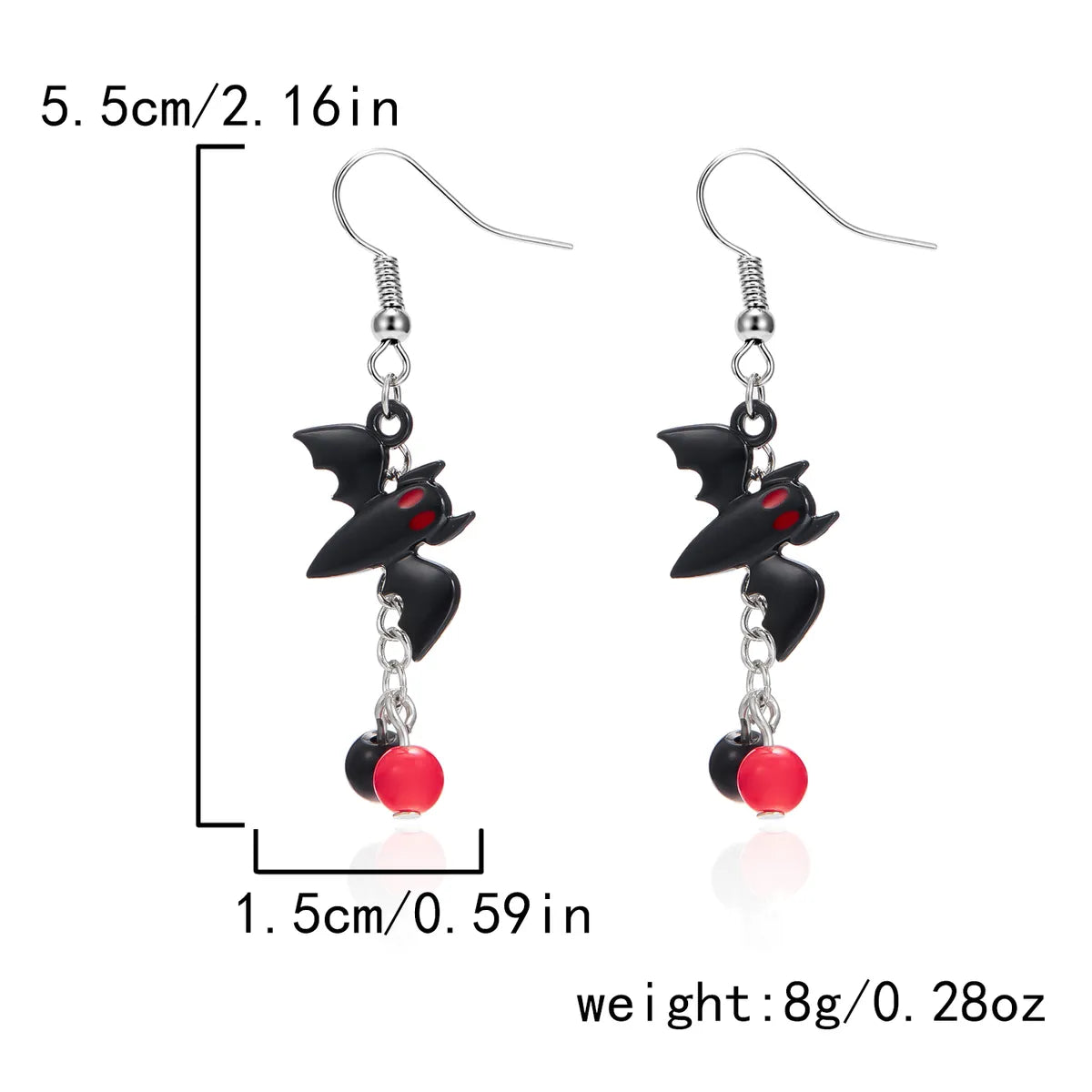 1 Pair Hip-Hop Funny Ghost Spider Bat Asymmetrical Alloy Drop Earrings