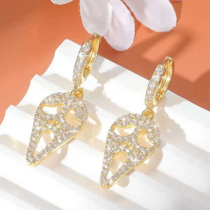 1 Pair Hip-Hop Funny Grimace Plating Inlay Copper Zircon Gold Plated Drop Earrings