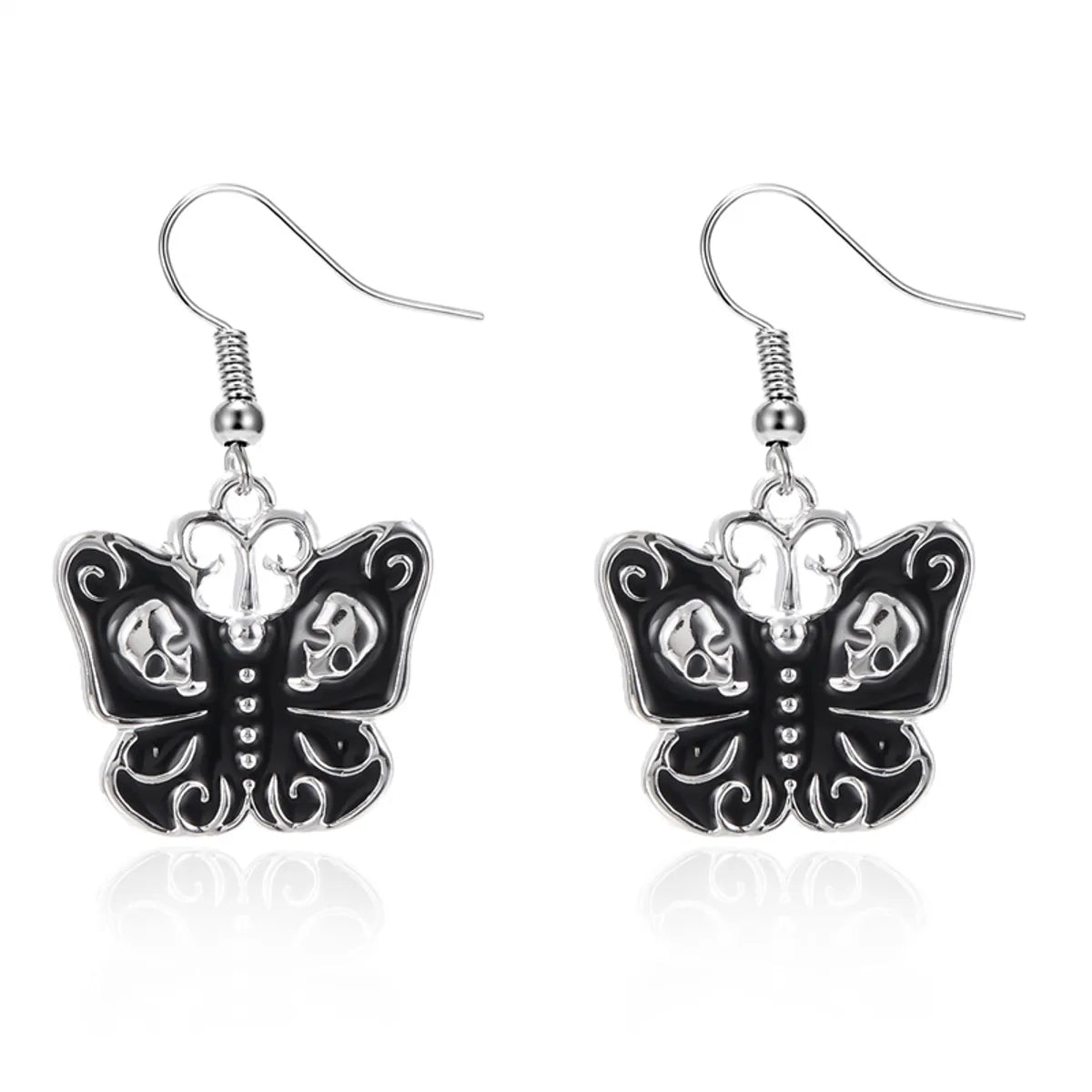 1 Pair Hip-Hop Funny Little Devil Butterfly Asymmetrical Arylic Alloy Drop Earrings