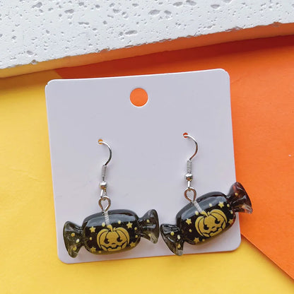 1 Pair Hip-Hop Funny Pumpkin Candy Ghost Printing Arylic Drop Earrings