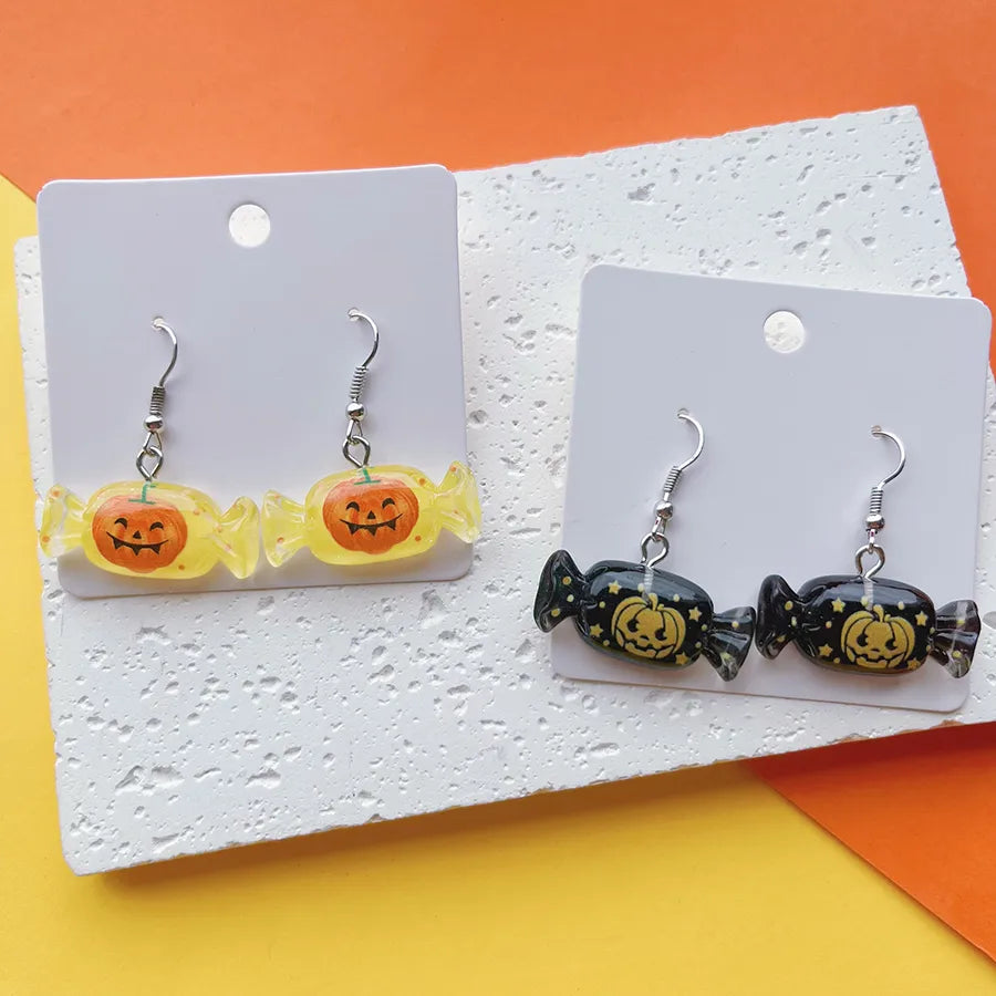 1 Pair Hip-Hop Funny Pumpkin Candy Ghost Printing Arylic Drop Earrings