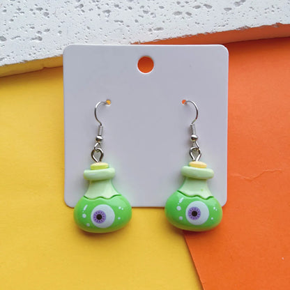 1 Pair Hip-Hop Funny Pumpkin Skull Ghost Printing Resin Drop Earrings