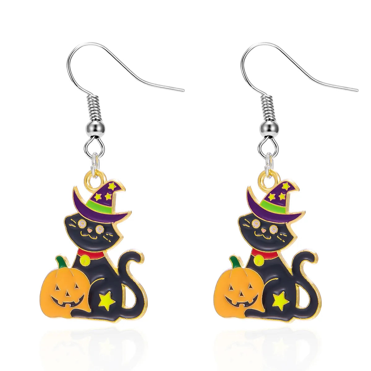 1 Pair Hip-Hop Funny Pumpkin Spider Asymmetrical Alloy Drop Earrings