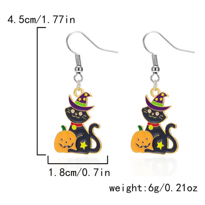 1 Pair Hip-Hop Funny Pumpkin Spider Asymmetrical Alloy Drop Earrings