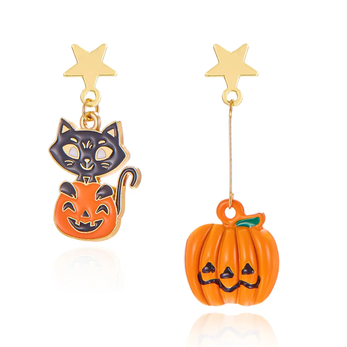 1 Pair Hip-Hop Funny Pumpkin Spider Skull Asymmetrical Alloy Drop Earrings