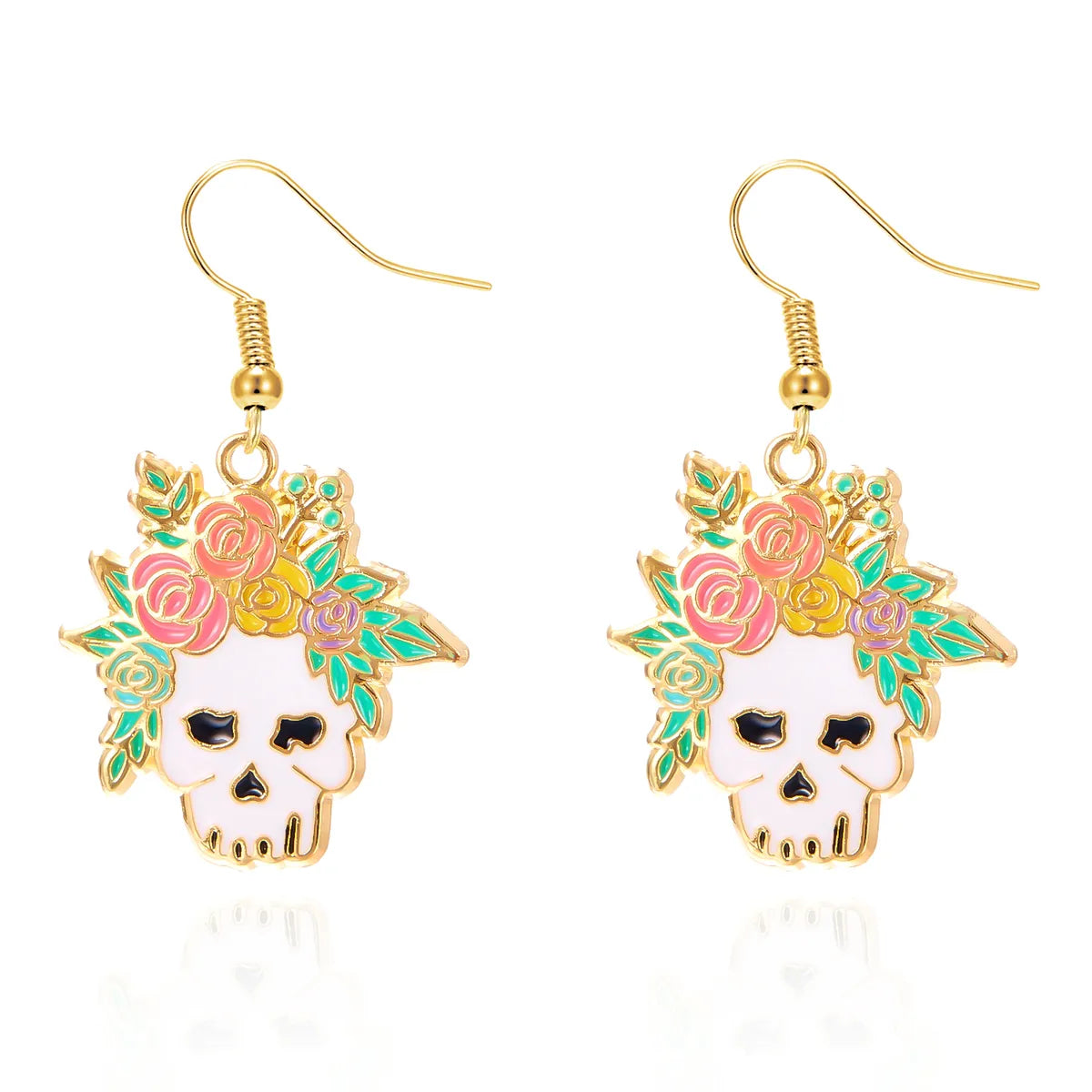 1 Pair Hip-Hop Funny Pumpkin Spider Skull Asymmetrical Alloy Drop Earrings