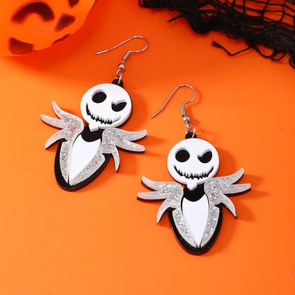 1 Pair Hip-Hop Funny Skull Patchwork Alloy Acrylic Drop Earrings