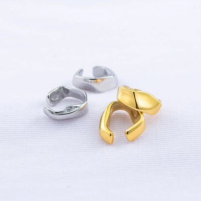 1 Pair Hip-hop Geometric Solid Color Irregular Water Ripples Plating Titanium Steel 18k Gold Plated Ear Cuffs