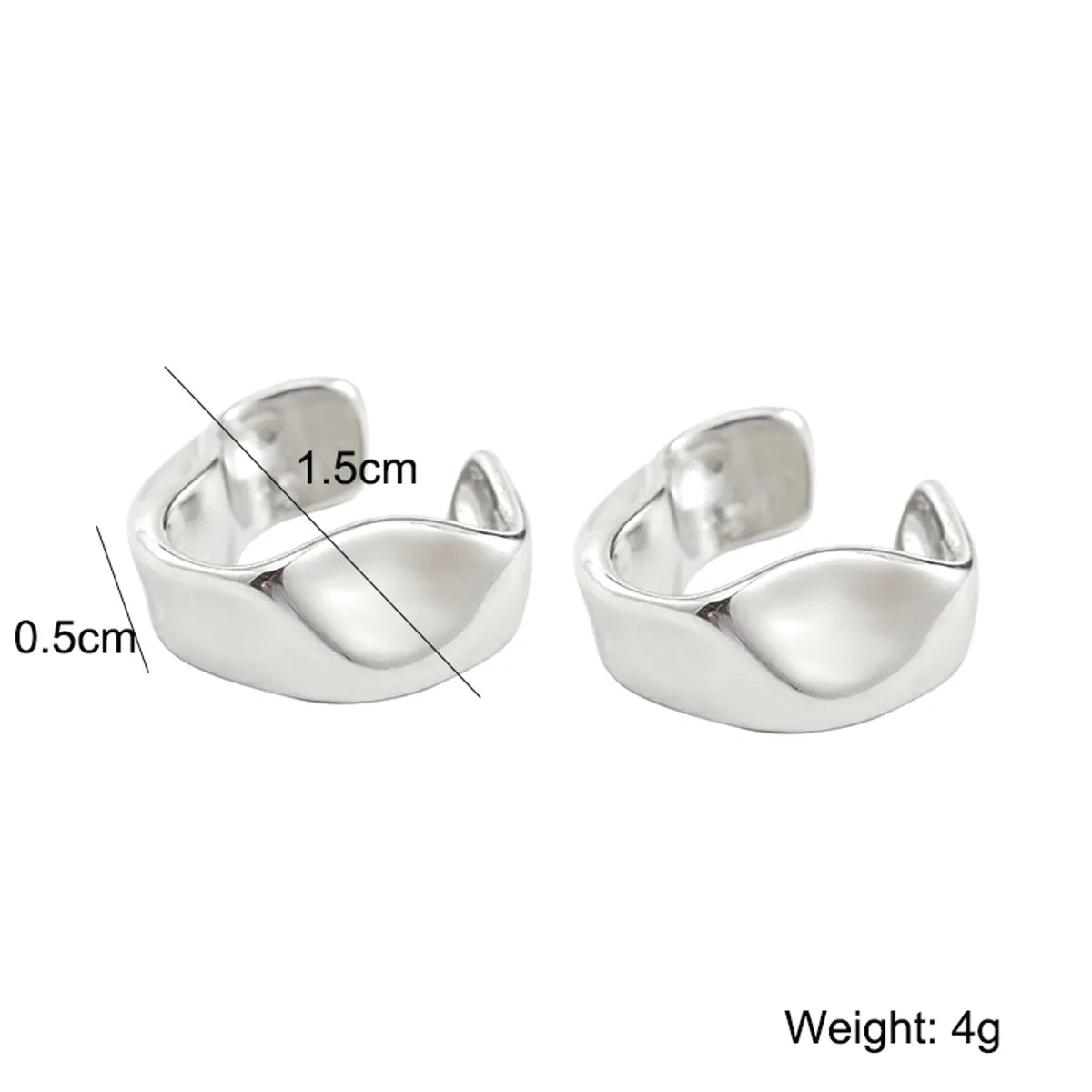 1 Pair Hip-hop Geometric Solid Color Irregular Water Ripples Plating Titanium Steel 18k Gold Plated Ear Cuffs