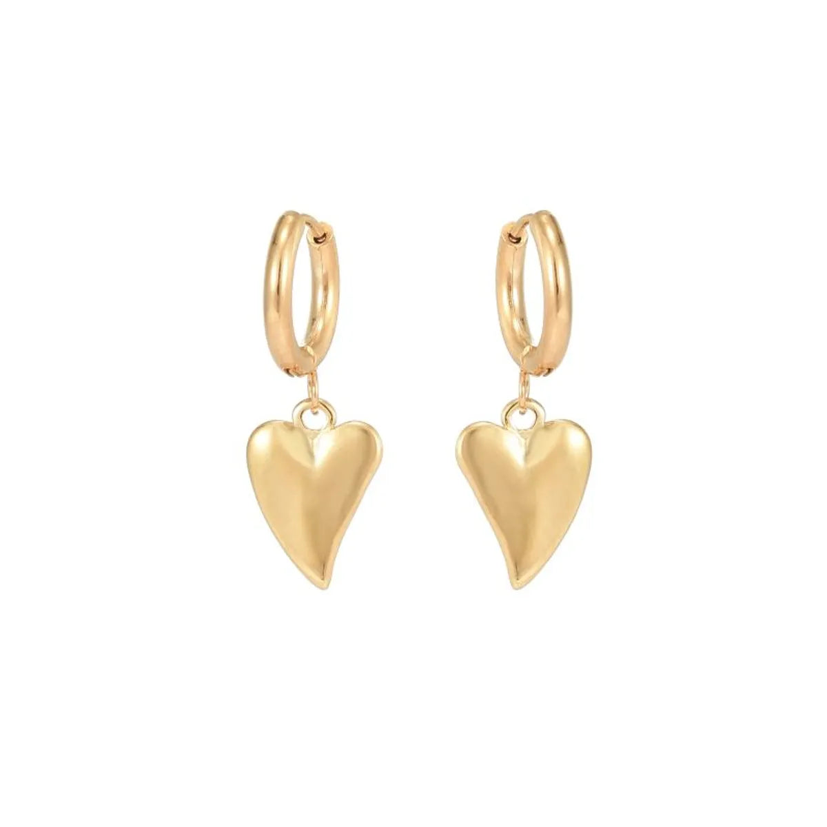 1 Pair Hip-Hop Heart Shape Polishing Stainless Steel 18K Gold Plated Drop Earrings