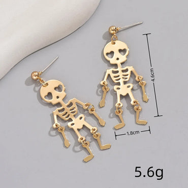 1 Pair Hip-hop Luxurious Cross Heart Shape Skeleton Alloy Iron Drop Earrings