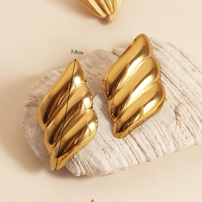 1 Pair Hip-Hop Modern Style Classic Style U Shape Stripe Solid Color Plating 304 Stainless Steel 18K Gold Plated Ear Studs