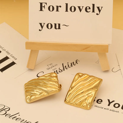 1 Pair Hip-Hop Oversized Geometric Lacquer Painting Plating Stainless Steel 18K Gold Plated Ear Studs