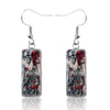 1 Pair Hip-Hop Punk Pumpkin Ghost Bat Inlay Stainless Steel Glass Drop Earrings