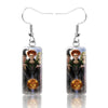 1 Pair Hip-Hop Punk Pumpkin Ghost Bat Inlay Stainless Steel Glass Drop Earrings