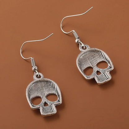 1 Pair Hip-Hop Punk Skull Zinc Alloy Drop Earrings