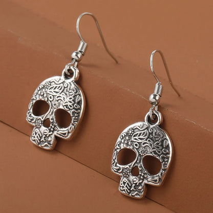 1 Pair Hip-Hop Punk Skull Zinc Alloy Drop Earrings