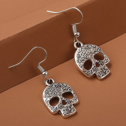 1 Pair Hip-Hop Punk Skull Zinc Alloy Drop Earrings