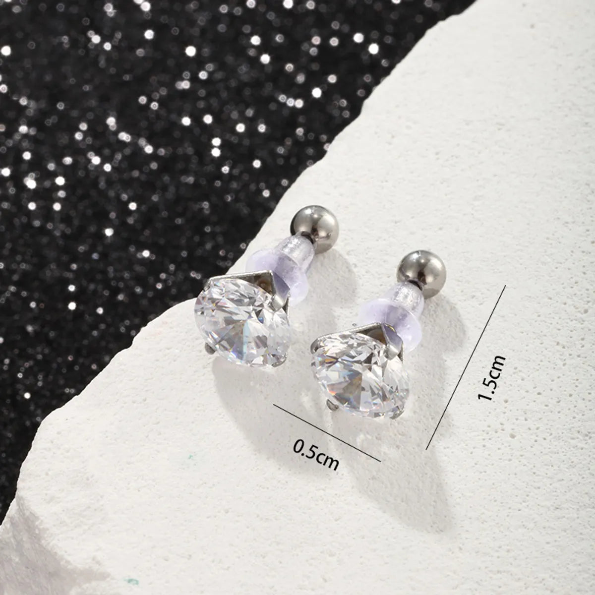 1 Pair Hip-hop Xuping Punk Solid Color Plating Inlay Stainless Steel Artificial Gemstones Ear Studs