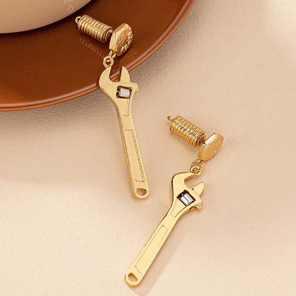 1 Pair Hip-hop Punk Streetwear Wrench Plating Alloy Drop Earrings