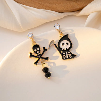 1 Pair Hip-Hop Retro Classic Style Ghost Color Block Skull Enamel Plating Alloy Drop Earrings