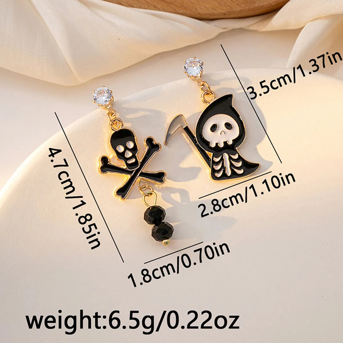 1 Pair Hip-Hop Retro Classic Style Ghost Color Block Skull Enamel Plating Alloy Drop Earrings