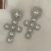 1 Pair Hip-Hop Retro Cross Plating Inlay Alloy Rhinestones Silver Plated Drop Earrings