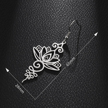 1 Pair Hip-Hop Retro Geometric Lotus Plating 201 Stainless Steel Drop Earrings