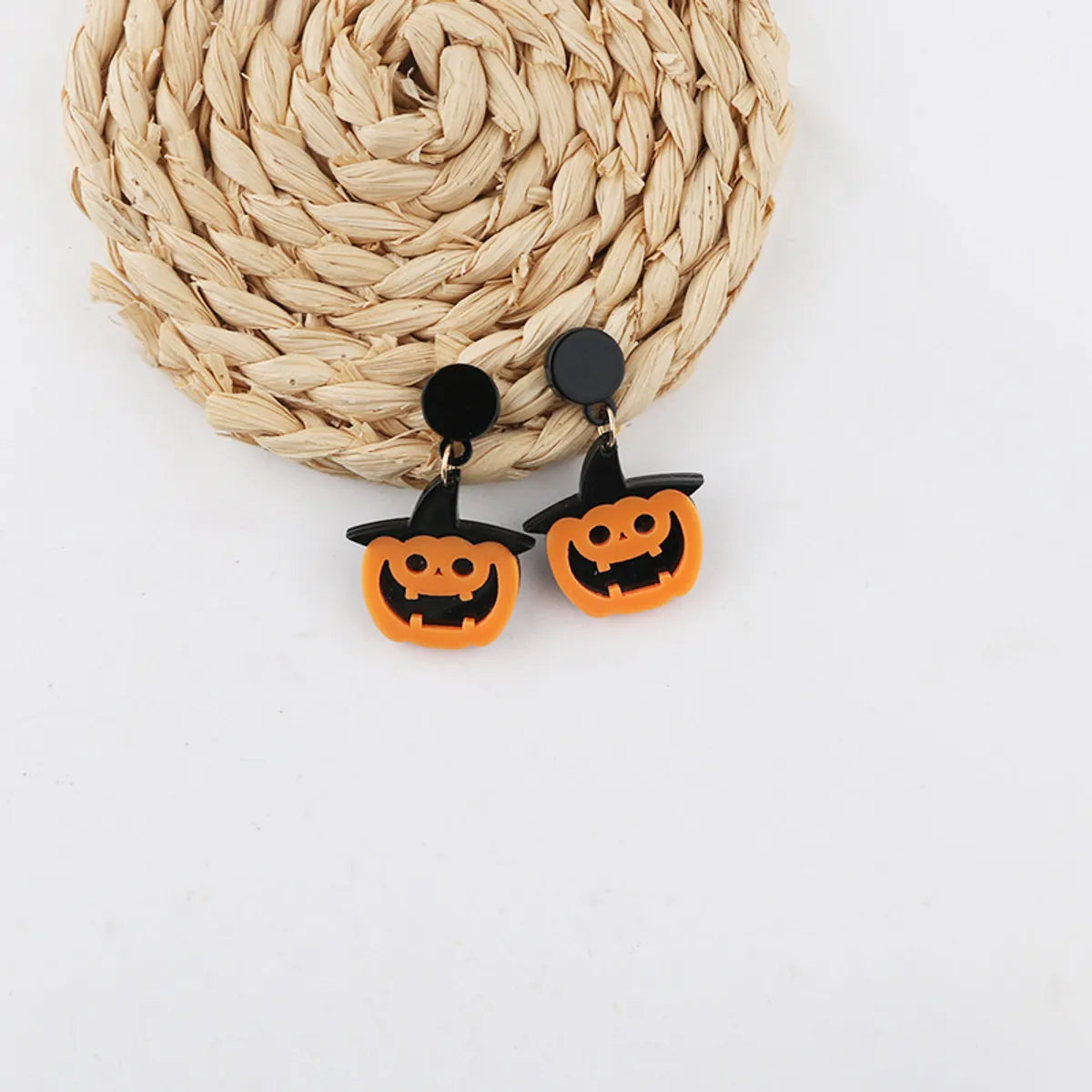 1 Pair Hip-Hop Retro Geometric Pumpkin Ghost Plating Arylic Drop Earrings