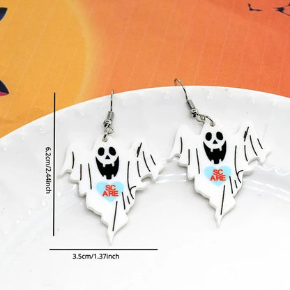 1 Pair Hip-Hop Retro Halloween Pattern Letter Ghost Arylic Drop Earrings