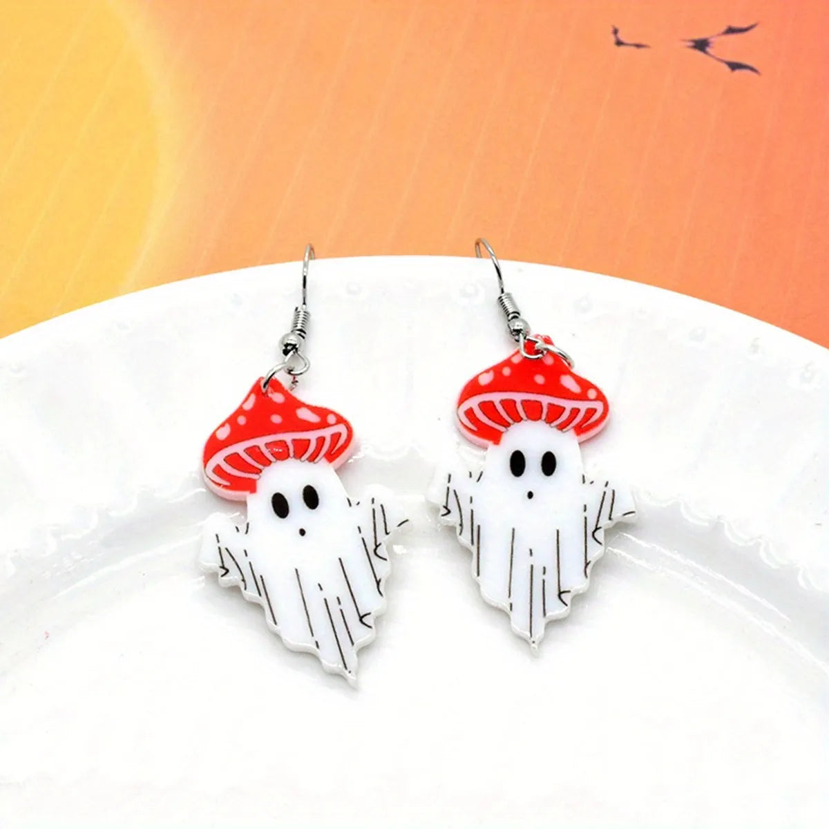 1 Pair Hip-Hop Retro Halloween Pattern Letter Ghost Arylic Drop Earrings