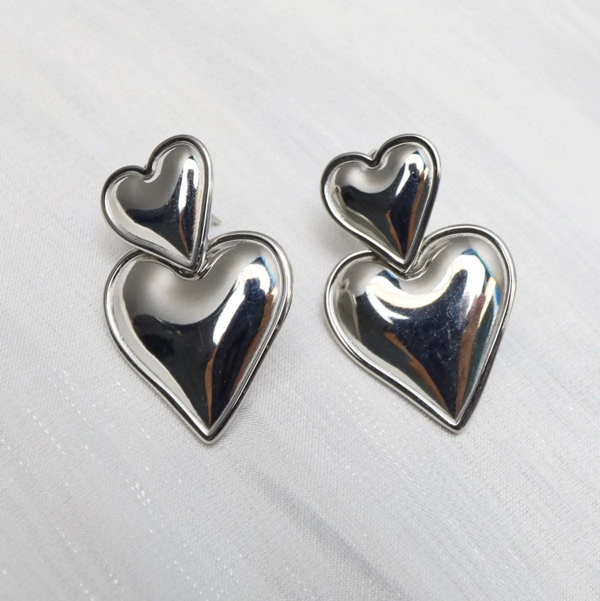 1 Pair Hip-hop Retro Heart Shape Plating Stainless Steel Gold Plated Drop Earrings