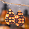 1 Pair Hip-Hop Retro Printing Pumpkin Water Droplets Pu Leather Drop Earrings