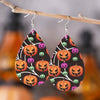 1 Pair Hip-Hop Retro Printing Pumpkin Water Droplets Pu Leather Drop Earrings