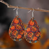 1 Pair Hip-Hop Retro Printing Pumpkin Water Droplets Pu Leather Drop Earrings