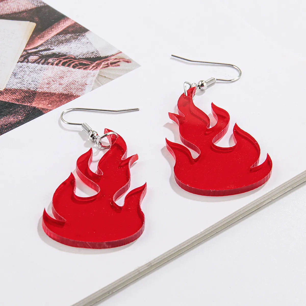 1 Pair Hip-hop Retro Punk Flame Stainless Steel Arylic Drop Earrings