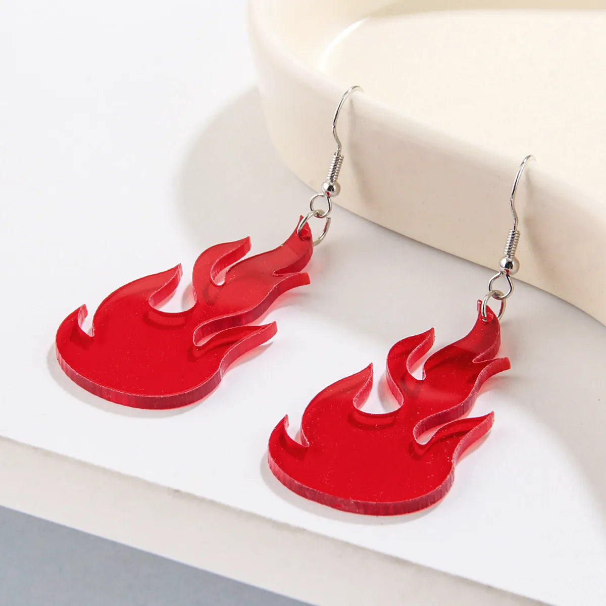 1 Pair Hip-hop Retro Punk Flame Stainless Steel Arylic Drop Earrings