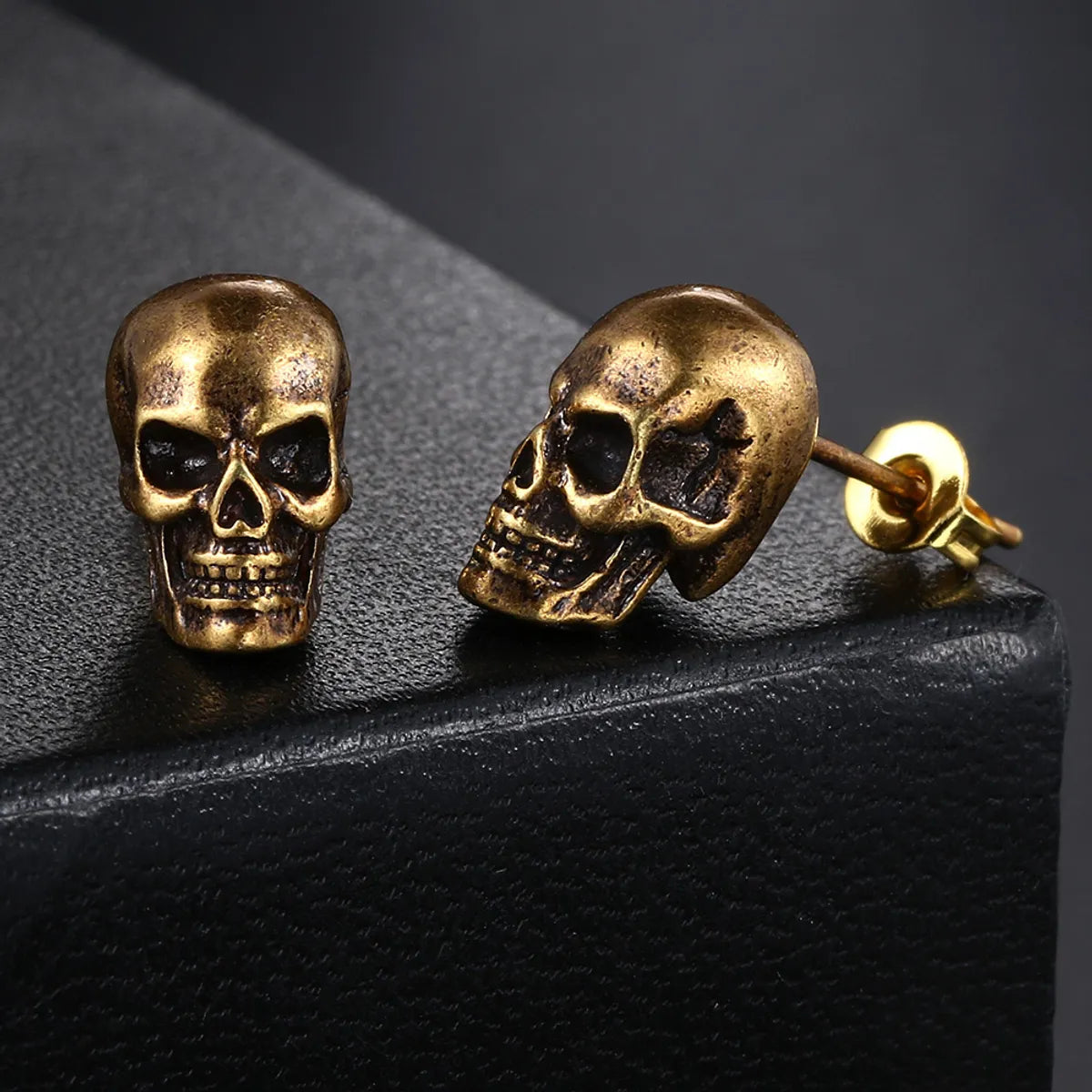 1 Pair Hip-Hop Retro Punk Skull Plating Copper Copper Ear Studs