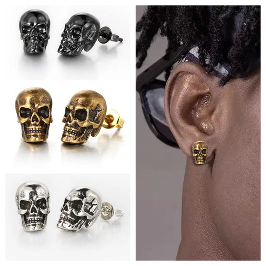 1 Pair Hip-Hop Retro Punk Skull Plating Copper Copper Ear Studs