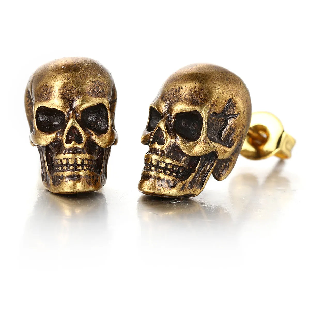 1 Pair Hip-Hop Retro Punk Skull Plating Copper Copper Ear Studs