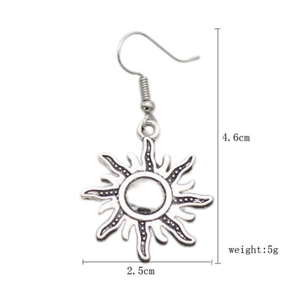 1 Pair Hip-Hop Retro Punk Sun Moon Plating Alloy Drop Earrings