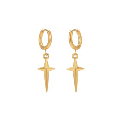 1 Pair Hip-hop Retro Simple Style Cross Polishing Plating Stainless Steel 18k Gold Plated Drop Earrings