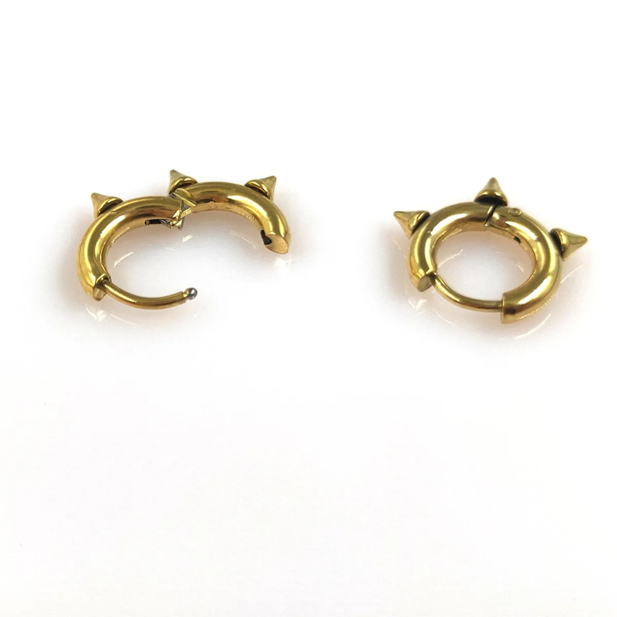 1 Pair Hip-Hop Retro Simple Style Round Plating 304 Stainless Steel Hoop Earrings