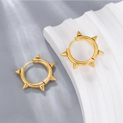 1 Pair Hip-Hop Retro Simple Style Round Plating 304 Stainless Steel Hoop Earrings